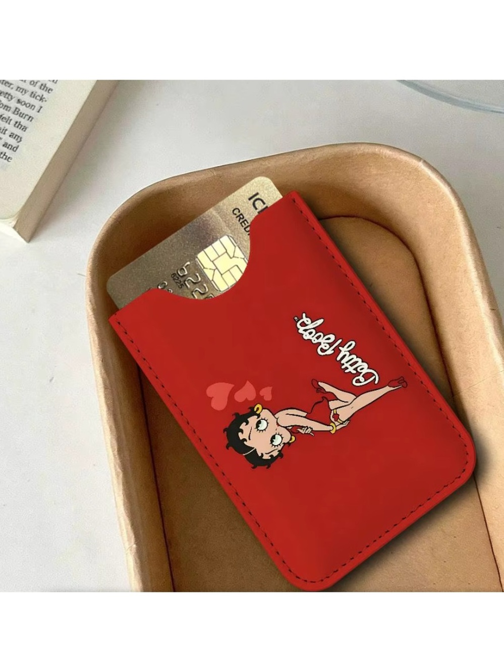 Betty Boop Red PU Leather Slim Card Holder Wallet Minimalist Credit Card ID Case